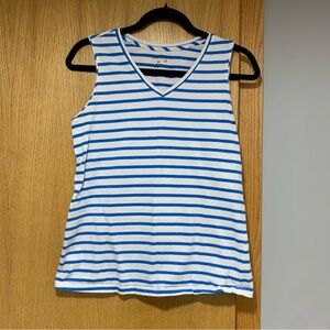 Coral Bay Blue and White Striped Sleeveless Tank - Size Medium